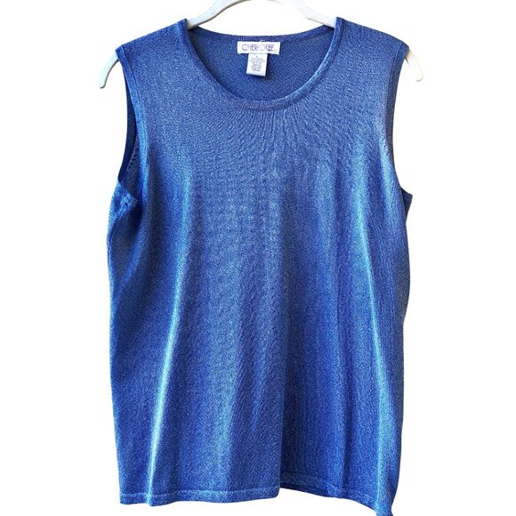 Cherokee Blue Cardigan Sweater & Tank Top Twin Set Vintage Hong Kong - Picture 9 of 14